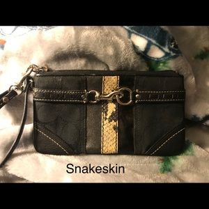 Coach Snakeskin Wristlet Wallet Clutch